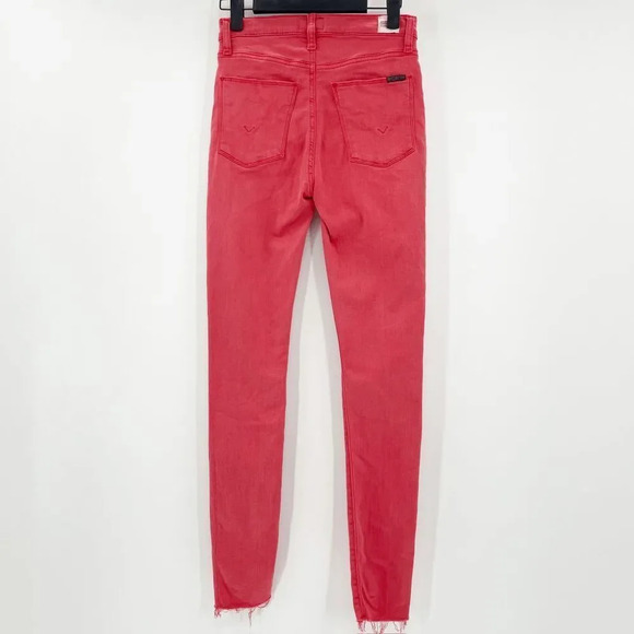 Hudson Skinny Jeans Women's Size 24 Red Mid Rise Raw Hem Casual - Picture 2 of 4